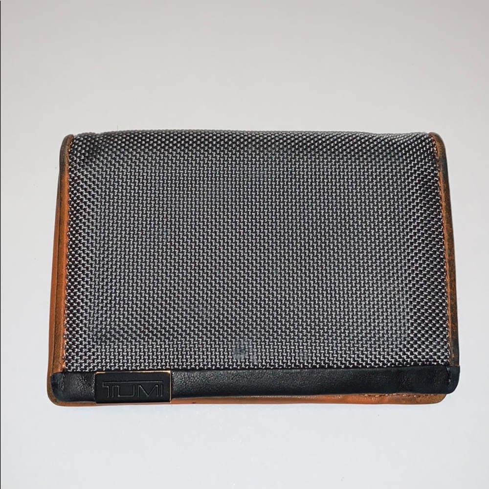 Tumi Card Case Wallet - Silver & Orange